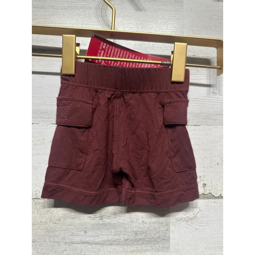 KicKee Pants Cargo Shorts Kids 0-3M Burgundy Bamboo Viscose NWT‎